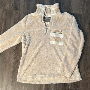 Natural Reflections Cozy Cream Sherpa Quarter-Zip Pullover